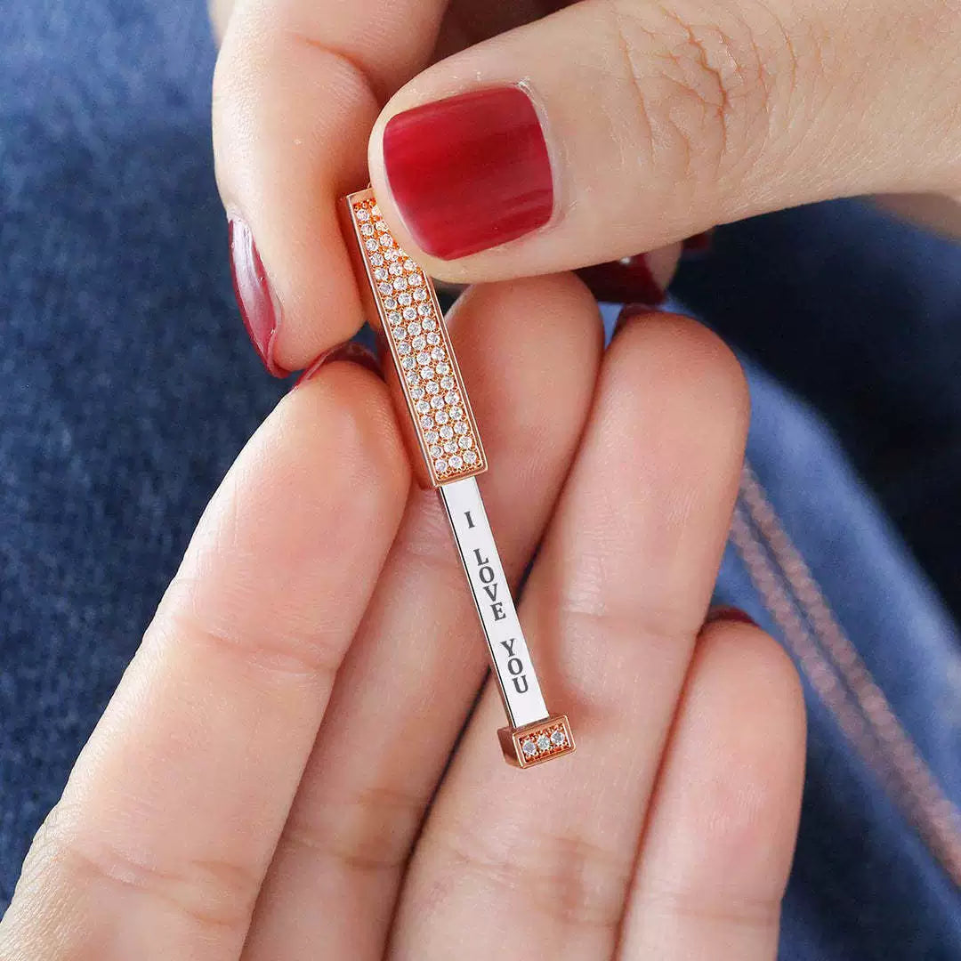 "I Love You" Pull-Out Engraved Diamond Pendant Necklace