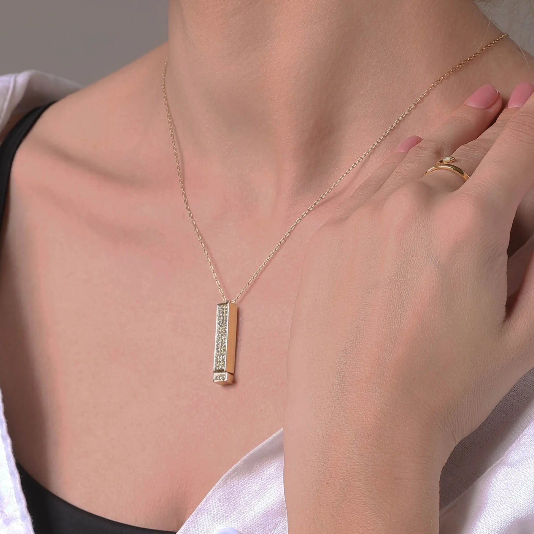 "I Love You" Pull-Out Engraved Diamond Pendant Necklace